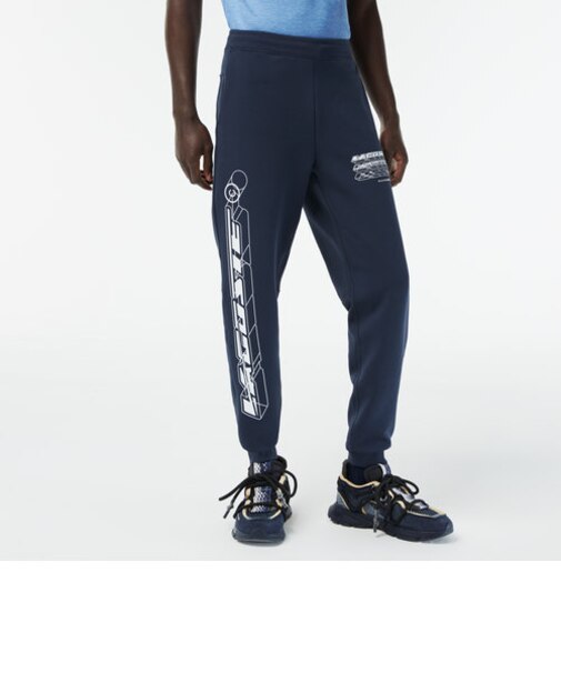 グラフィカルブランドネームロゴスリムフィットトラックパンツ