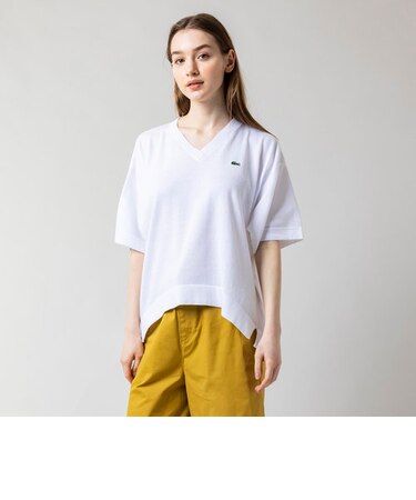 ワイドシルエットサマーニットVネックTシャツ