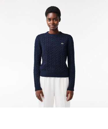 メランジェニットケーブルセーター