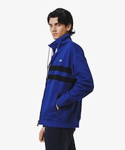 アシンメトリーボーダーハイネック ドローストリング 鹿の子地 トラックジャケット