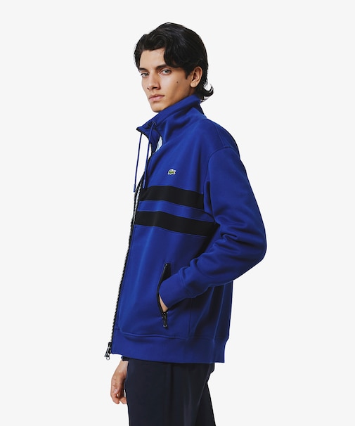 アシンメトリーボーダーハイネック ドローストリング 鹿の子地 トラックジャケット