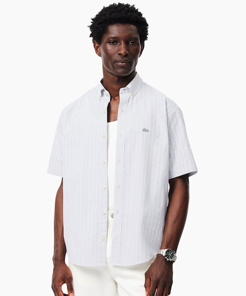 モノグラム柄 プリントジャカードシャンブレーオックスフォードシャツ