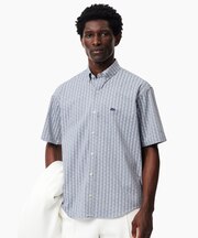 モノグラム柄 プリントジャカードシャンブレーオックスフォードシャツ