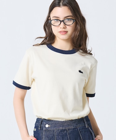 【オンライン限定】LACOSTE ワンポイントロゴ リンガーTシャツ