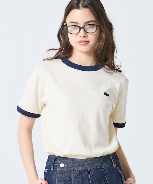 【オンライン限定】LACOSTE ワンポイントロゴ リンガーTシャツ