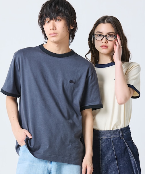 【オンライン限定】LACOSTE ワンポイントロゴ リンガーTシャツ
