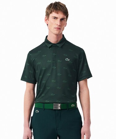 UVカット ミニマム総柄プリント 比翼仕立て ウルトラドライ ゴルフポロシャツ