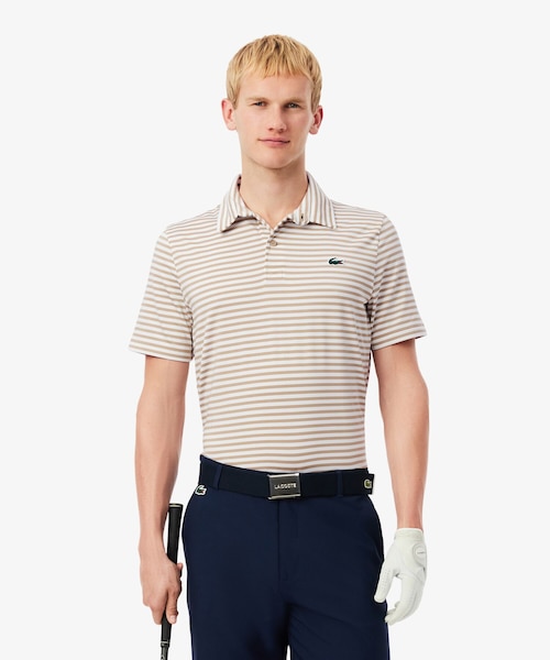 【ピンク】UVカット UPF50+ ウルトラドライバイカラーボーダーポロシャツ ラコステ LACOSTE UVカット UPF50+ ウルトラドライバイカラーボーダー