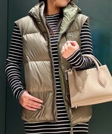 撥水 バックステッチダウンベスト / スタンドジップダウン