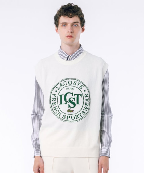 ナイロン×コットンジャカードニットベスト