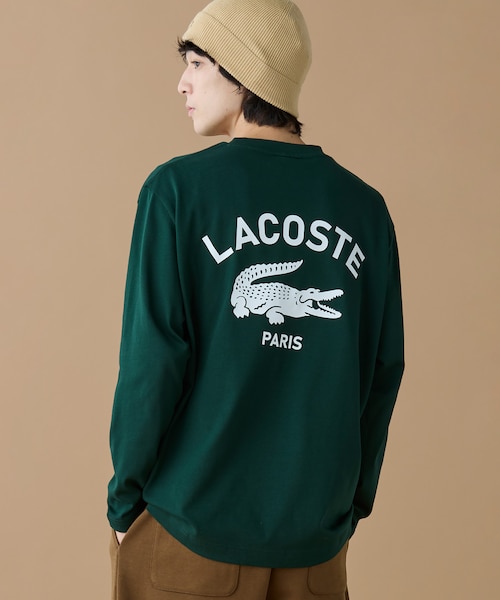 ラコステ　オーバーサイズ PARISロゴヘビーウェイトロンTブラック　L 新品 オーバーサイズ PARISロゴ ヘビーウェイト 長袖Tシャツ / ロンT