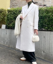 ダブルブレストウール ロングコート