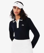 ハイストレッチ バイカラーポロカラーゴルフニットセーター