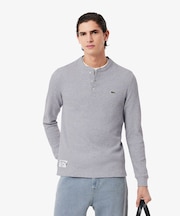 ワッフルニット ヘンリーネック長袖Tシャツ