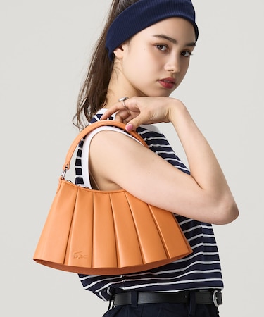LENGLEN ラムレザープリーツハンドバッグ 2WAY ショルダーバッグ