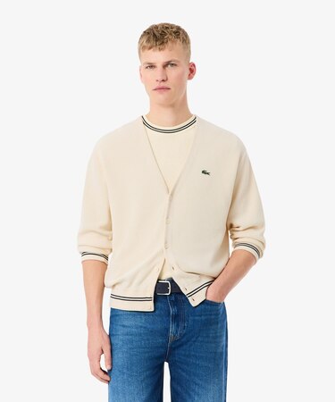 リブニットステッチコットンニットカーディガン