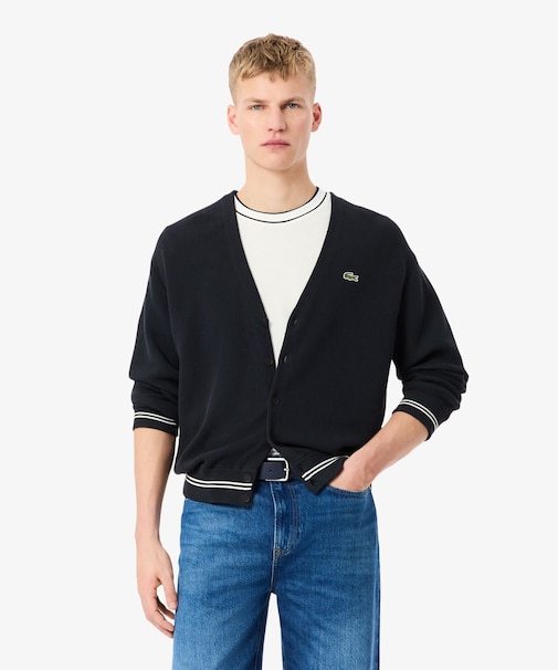 リブニットステッチコットンニットカーディガン