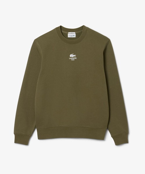 [LACOSTE] ワンポイングラフィックプリントクルーネックスウェット 裏パイル地 ワンポイングラフィックプリントクルーネックスウェット