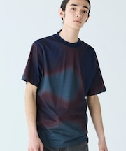 オンブレテキスタイルクルーネック半袖Tシャツ