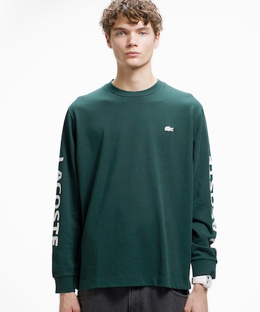 ヘビーウェイト スリーブプリント ロングリブスリーブTシャツ