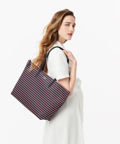 国内配送★LACOSTE★シーズナル ボーダーラージトートバッグ L.12.12コンセプトシーズナル ボーダーラージトートバッグ