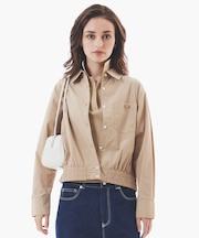 クロップド丈 ウエストシャーリングシャツ ショートブルゾン