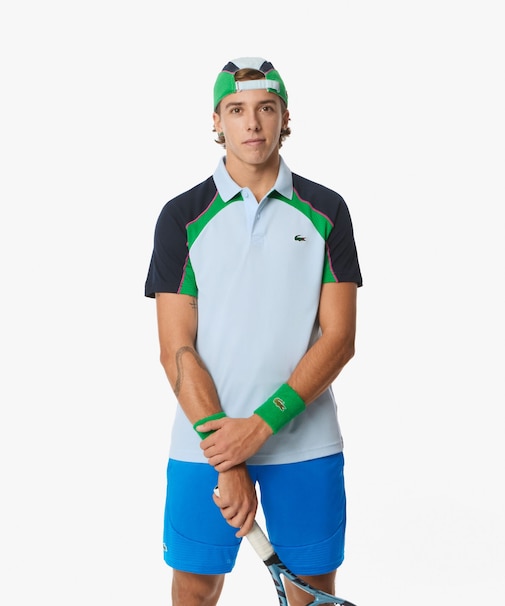 配色パネルテニスポロシャツ