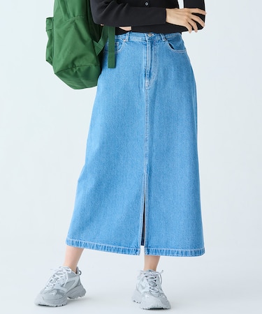 プレーンデニムマキシ丈スカート