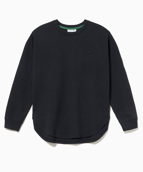 LACOSTE ラウンドヘム リブカラー ワッフルボーダーロングスリーブTシャツ LACOSTE｜ラウンドヘム 配色リブカラー ワッフルボーダーロング