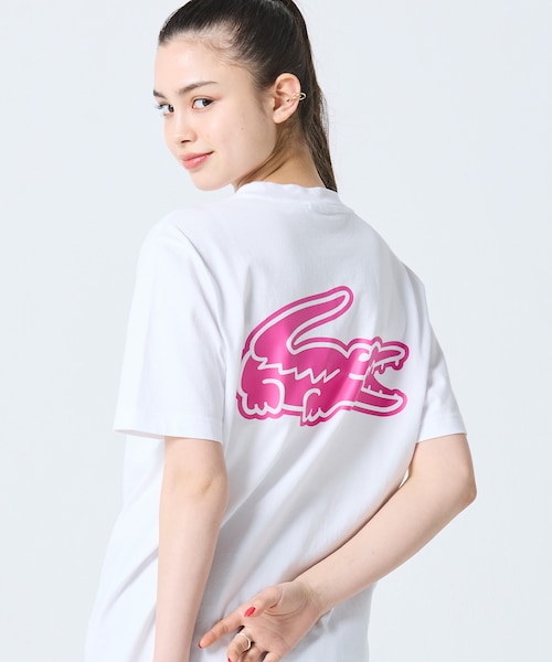 LACOSTE ラコステ　オーバーサイズ バック プリント Tシャツ　4 オンライン限定】LACOSTE オーバーサイズ バック プリント Tシャツ