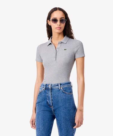 タイトフィットリブニットポロシャツ