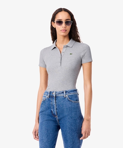 タイトフィットリブニットポロシャツ