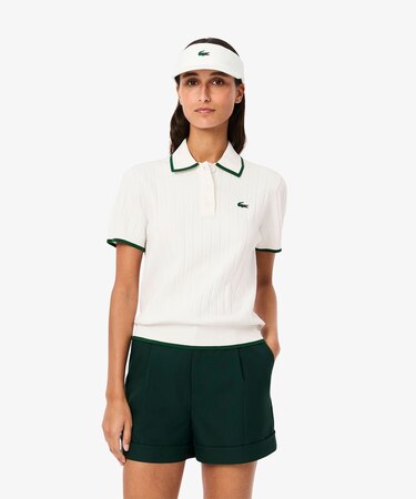 エッジ配色ゴルフニットポロシャツ