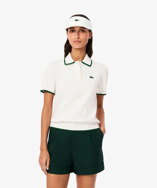 エッジ配色ゴルフニットポロシャツ