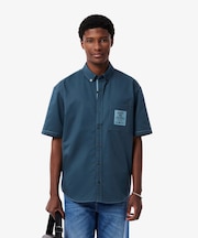 シルクブレンドネームパッチボタンダウンシャツ