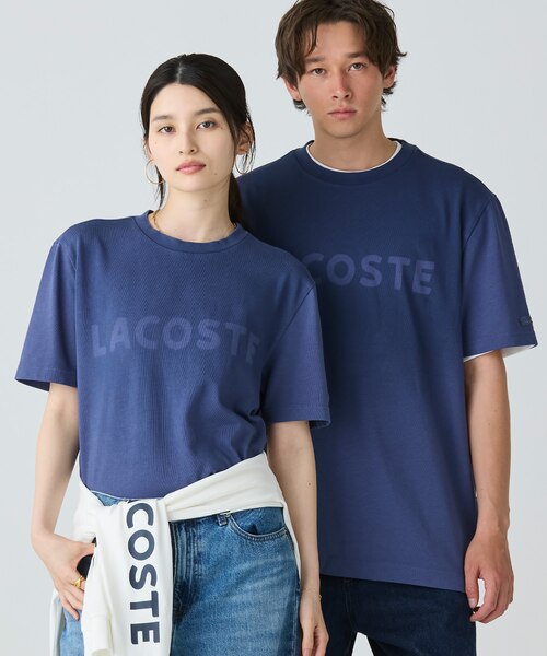 【ダークブルー】グラデーション ステンシルブランドネームロゴTシャツ LACOSTE｜グラデーション ステンシルブランドネームロゴTシャツ