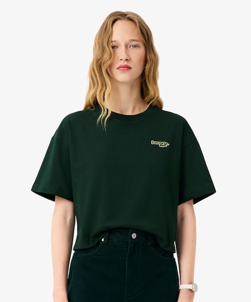 ネーム＆ワニロゴパッチクロップド半袖Tシャツ