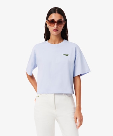 ネーム＆ワニロゴパッチクロップド半袖Tシャツ