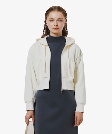 裏パイルクロップドジップフーディー