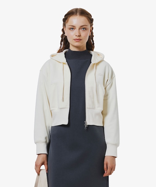 裏パイルクロップドジップフーディー