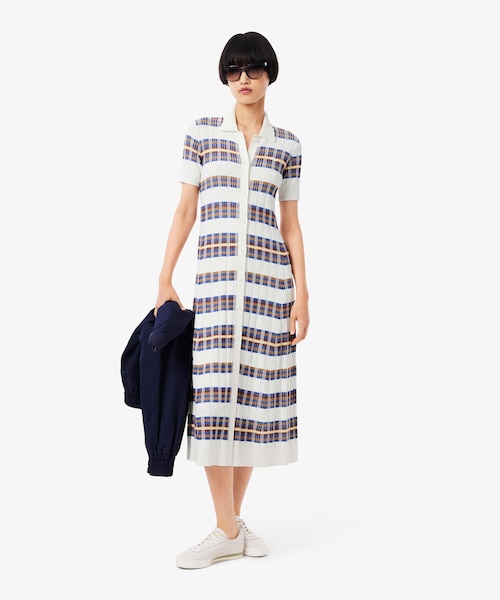 ラコステ（LACOSTE）/リブニットマルチカラーシャツドレス リブニットマルチカラーシャツドレス｜ラコステの通販｜&mall（アンド