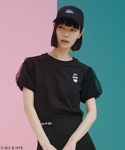 チュールスリーブロゴ刺繍 Tシャツ