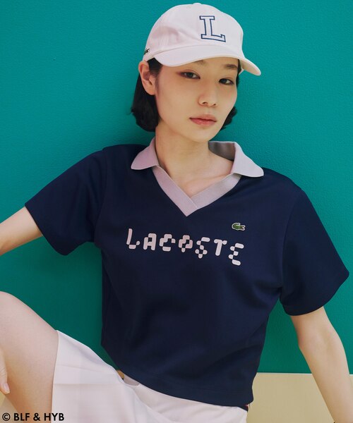 LACOSTE 厚盛りプリントクロップドゲーム ポロシャツ ILLITコラボ 厚