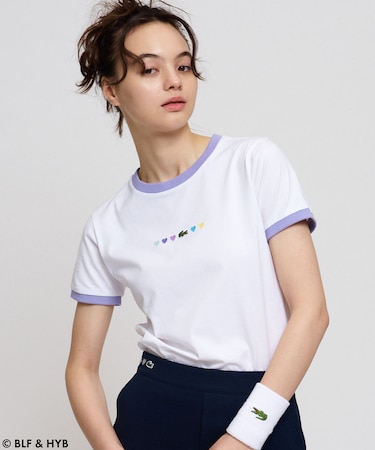 ハートプリント&ワニリンガー Tシャツ
