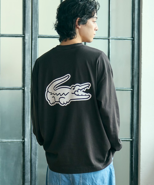 LACOSTE オーバーサイズ バックプリント ロングスリーブTシャツ　サイズ5 オンライン限定】LACOSTE オーバーサイズ バックプリント ロング