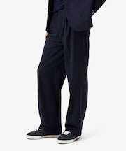 ストレートフィットフェルテッドウールプリーツ タックワイドパンツ