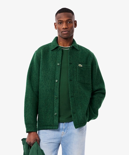 ラコステ　メンズウールブレンドオーバーシャツ(コート) ウールブレンドフェルトオーバーサイズ アウターシャツ