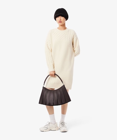 パッチワークエフェクトウールニットドレスセーター