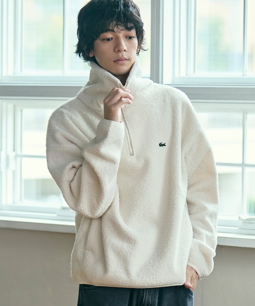 ハイネックハーフジップ オーバーサイズブークレフリースブルゾン