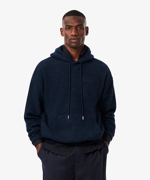 ダブルフェイスルーズフィットフーディー メランジ プルオーバーパーカー